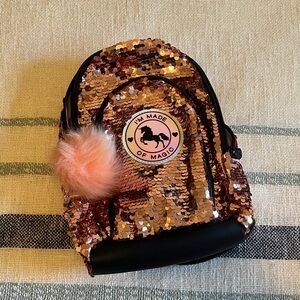 Justice Rose Gold Sequin Unicorn Mini Backpack